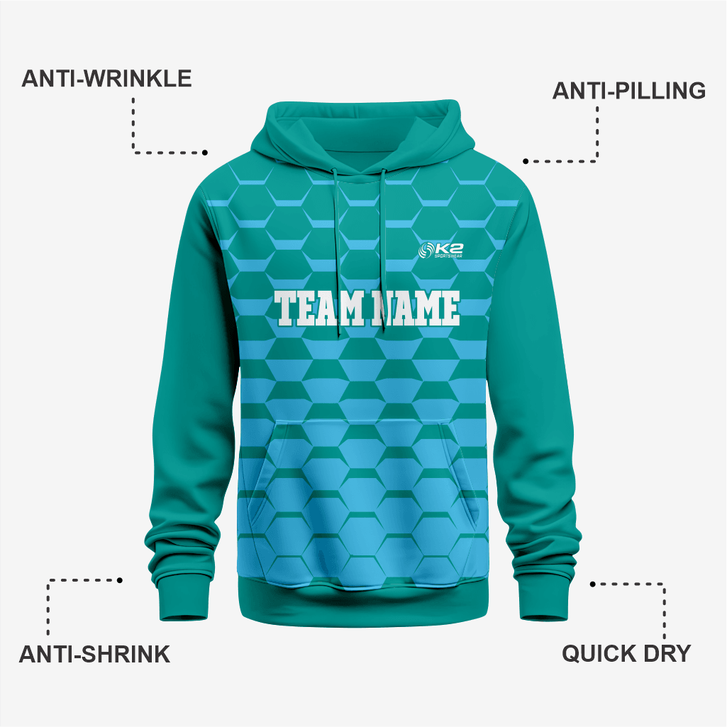 Custom Wrestling Hoodie in Bondi Blue – Athletic Fit - K2 Sportswear | Custom Sports Uniforms & Apparels - K2 Sportswear