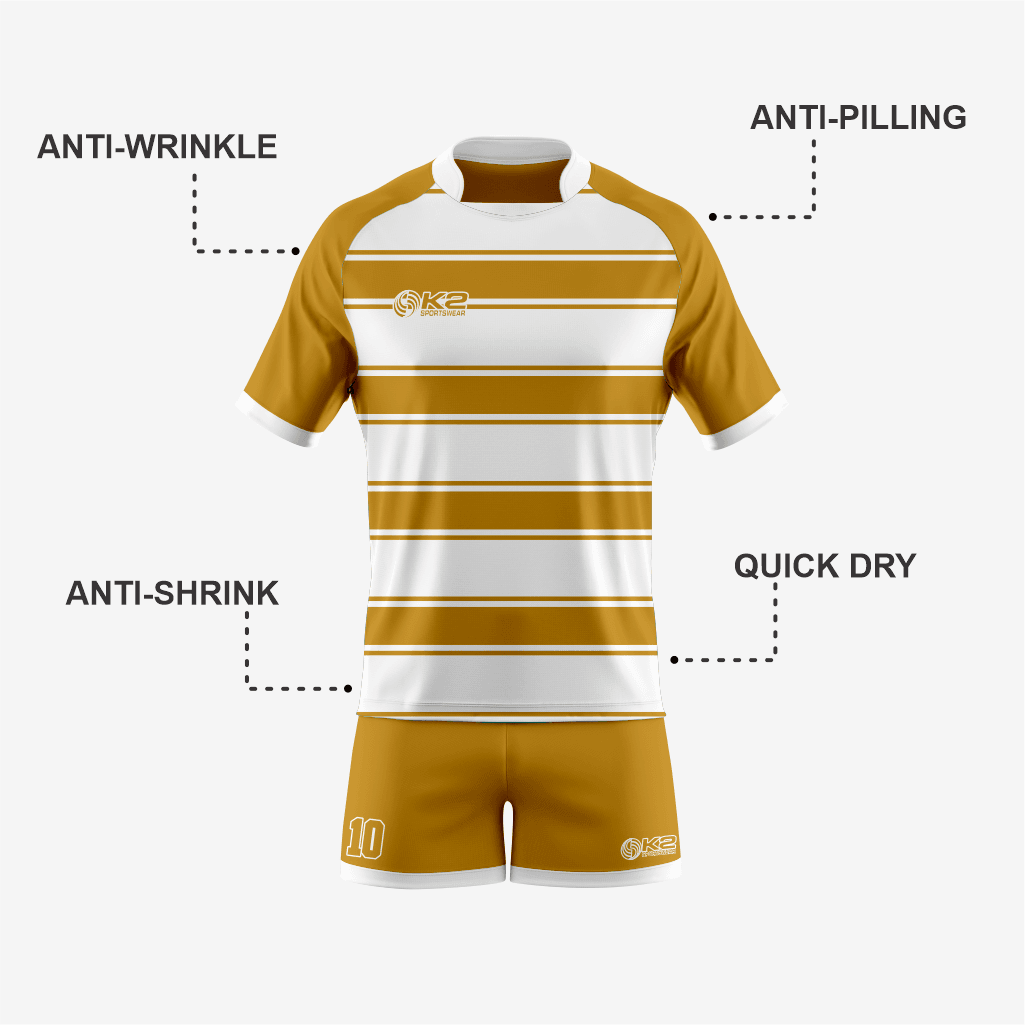 Custom Golden Rugby Gear for Your Team - K2 Sportswear | Custom Sports Uniforms & Apparels - K2 Sportswear