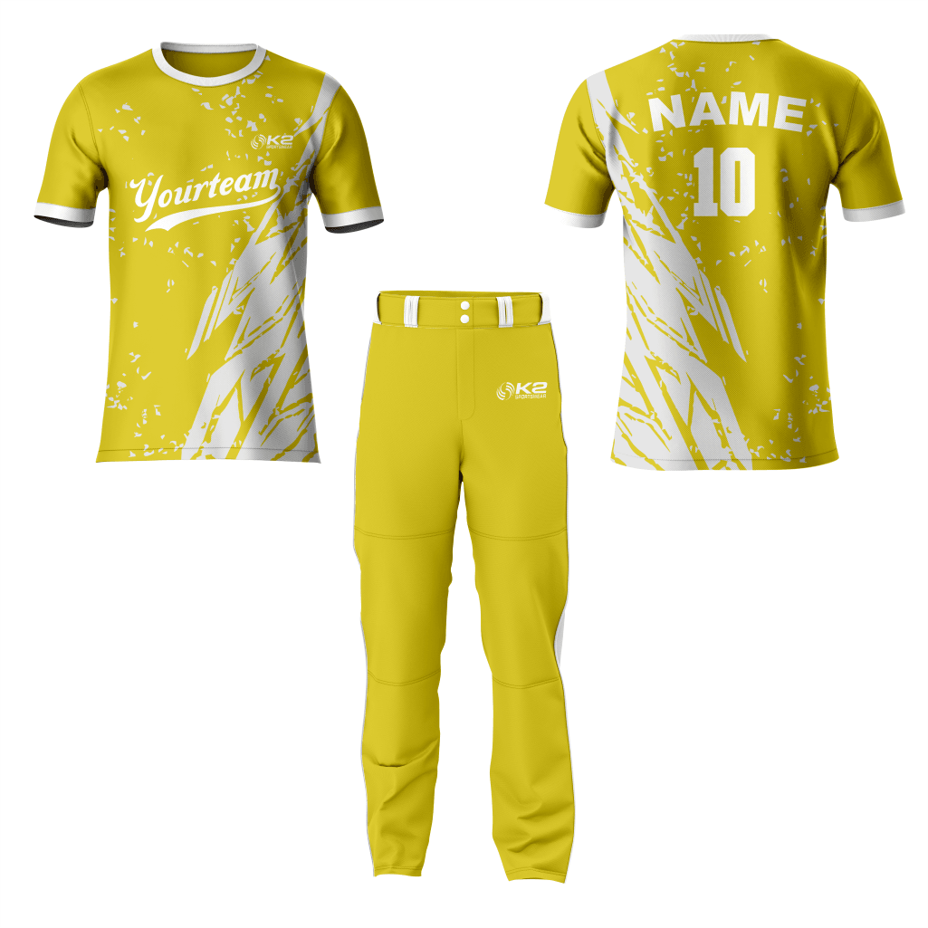 Premium Gold Baseball Crew Neck Jersey for Athletes - K2 Sportswear | Custom Sports Uniforms & Apparels - K2 Sportswear