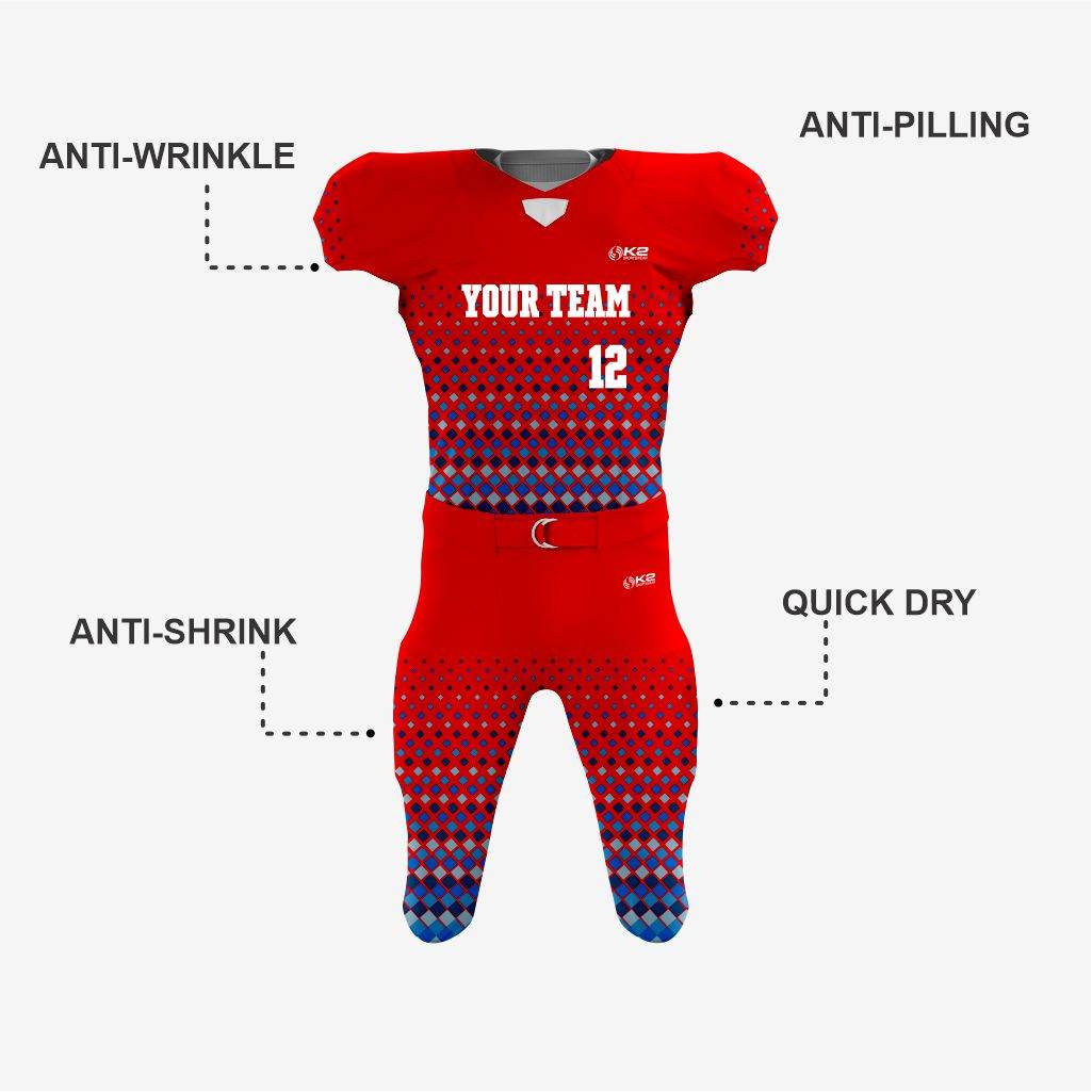Red/Dark Blue Customized American Football Jersey - Men/Women - K2 Sportswear | Custom Sports Uniforms & Apparels - K2 Sportswear