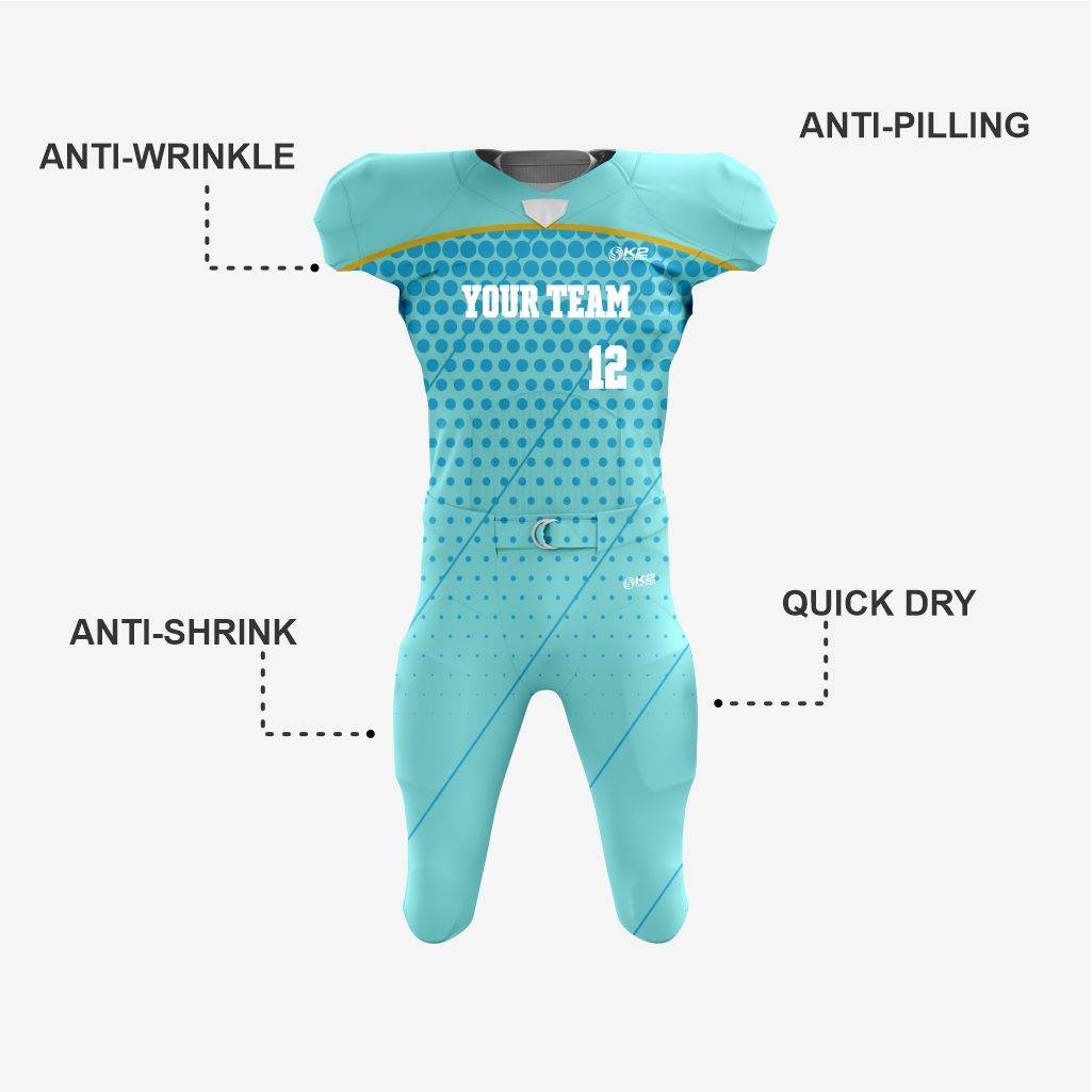 Personalized Turquoise American Football Uniform – Unisex Fit - K2 Sportswear | Custom Sports Uniforms & Apparels - K2 Sportswear