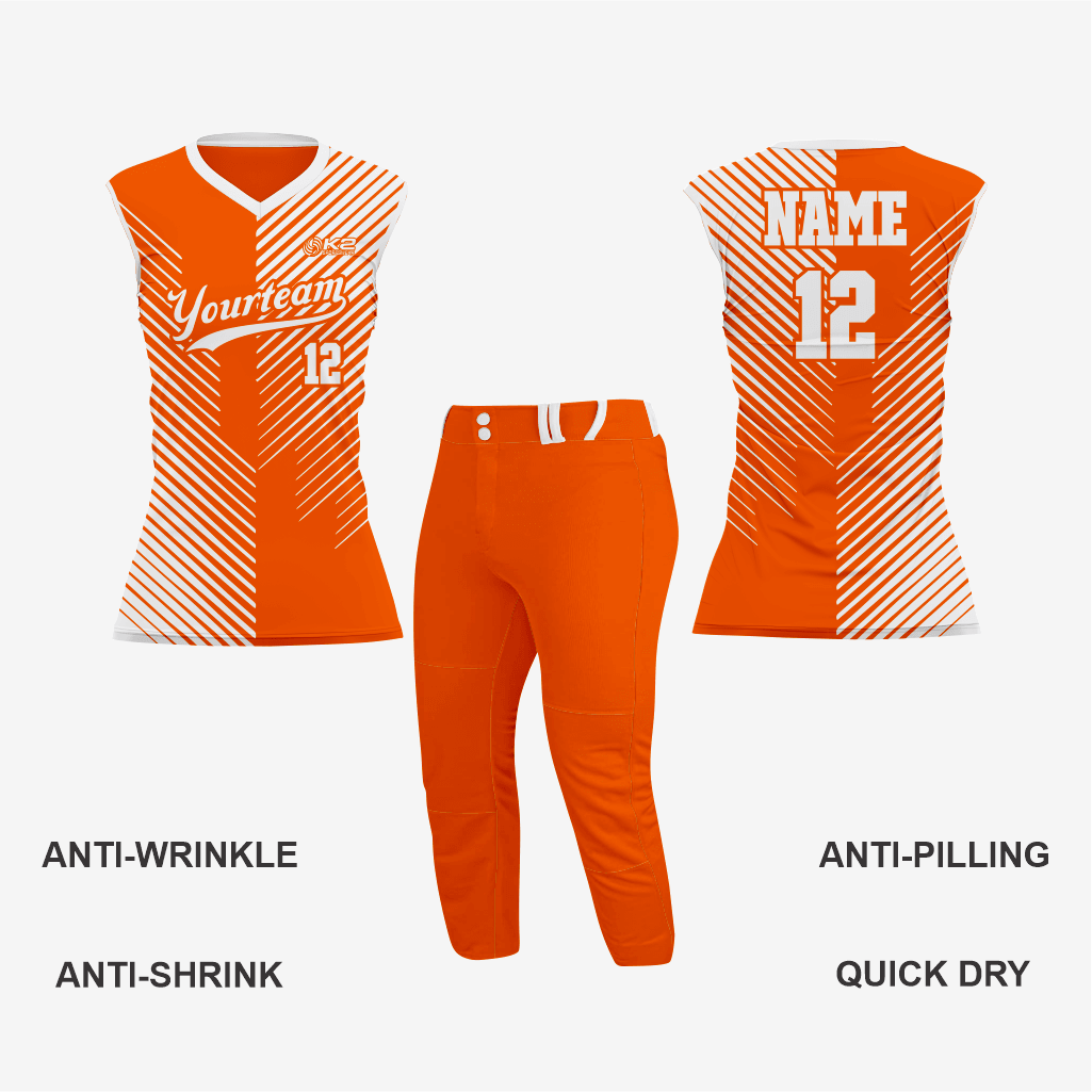 Orange Custom Softball Sleeveless V Neck Jersey - K2 Sportswear | Custom Sports Uniforms & Apparels - K2 Sportswear