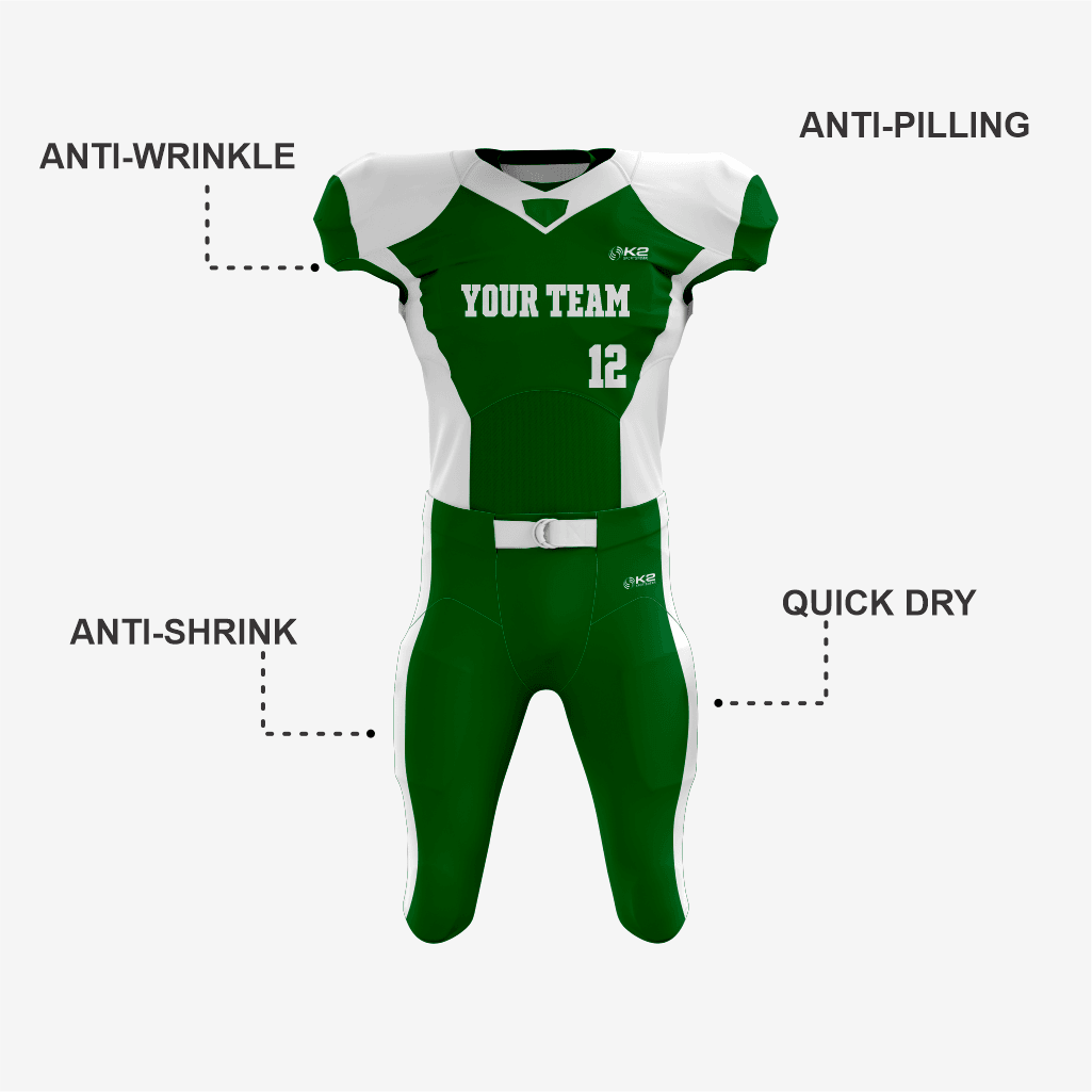 Top-Tier Green and White Football Jersey and Pant Kit - K2 Sportswear | Custom Sports Uniforms & Apparels - K2 Sportswear