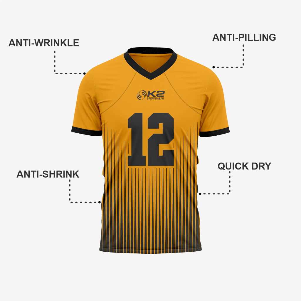Custom Gold Football Fan Jersey for Men & Women - K2 Sportswear | Custom Sports Uniforms & Apparels - K2 Sportswear