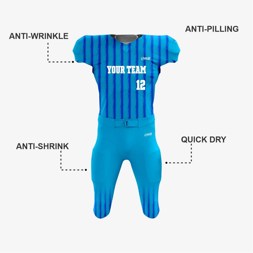 Custom Blue American Football Jersey/Kit – Unisex - K2 Sportswear | Custom Sports Uniforms & Apparels - K2 Sportswear