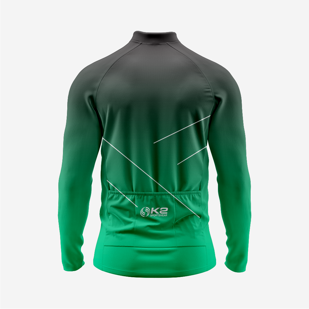 Men’s Dark Green Long Sleeve Cycling Jersey for Road Riders