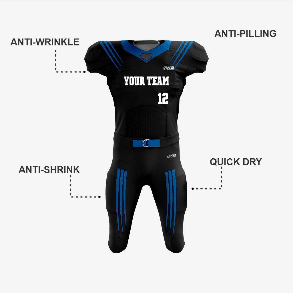 Black/Dark Blue American Football Kit for Men/Women/Youth - K2 Sportswear | Custom Sports Uniforms & Apparels - K2 Sportswear