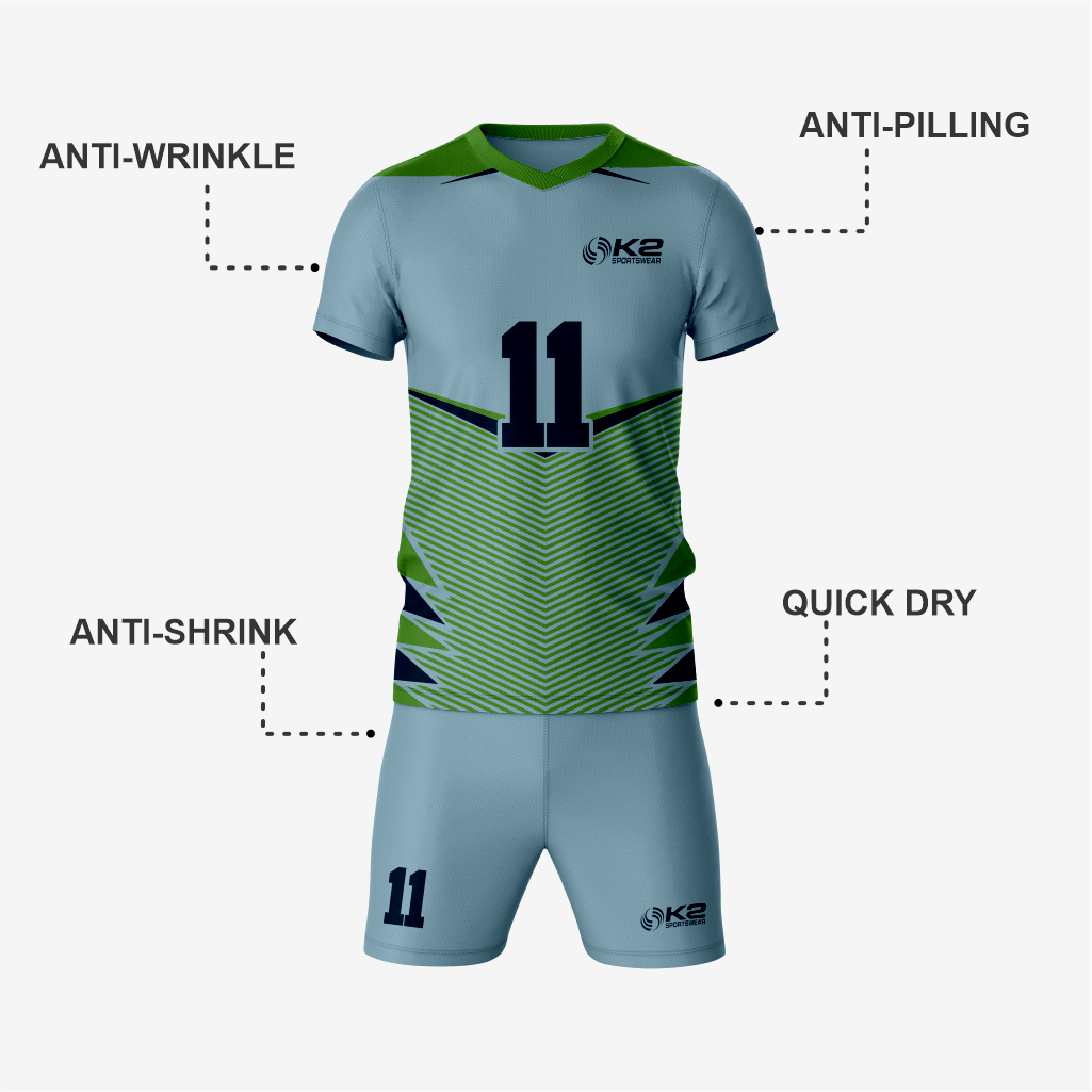 Premium Custom Cadet Grey Volleyball Uniform Set - K2 Sportswear | Custom Sports Uniforms & Apparels - K2 Sportswear