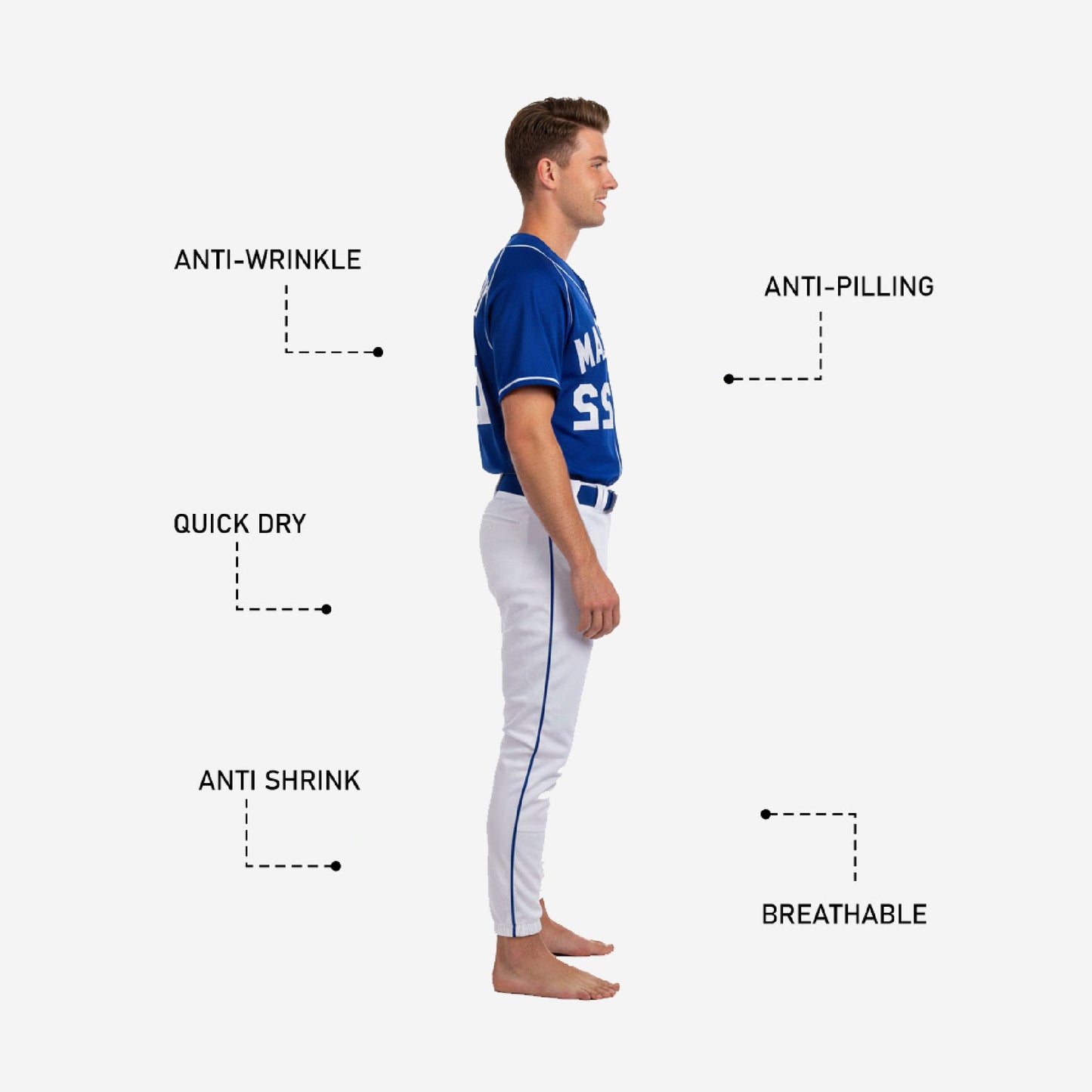 Custom Baseball Team Uniform in Bue - Jersey & Pants Custom Name Number Set