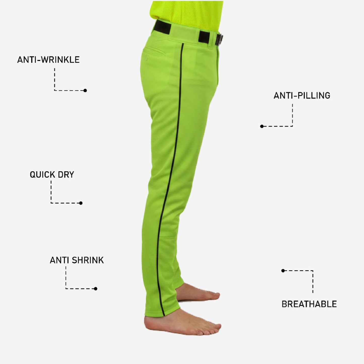 Custom Baseball Pants - Custom Team Colors Baseball Uniform Pants in Apple Green