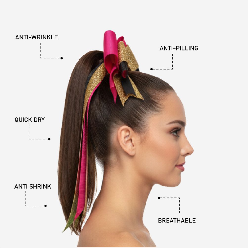 Custom Cheerleading Hair Bow in Pink Gold - Cheer Bow with Streamers