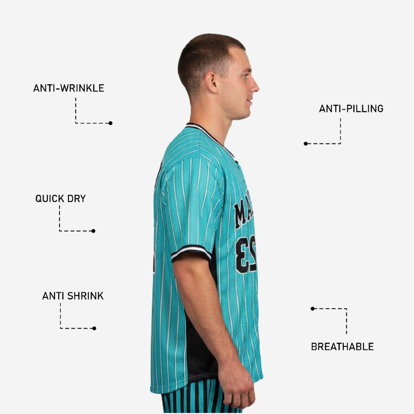 Custom Baseball Jersey - Pinstripe Full Button Jersey Team Name & Number