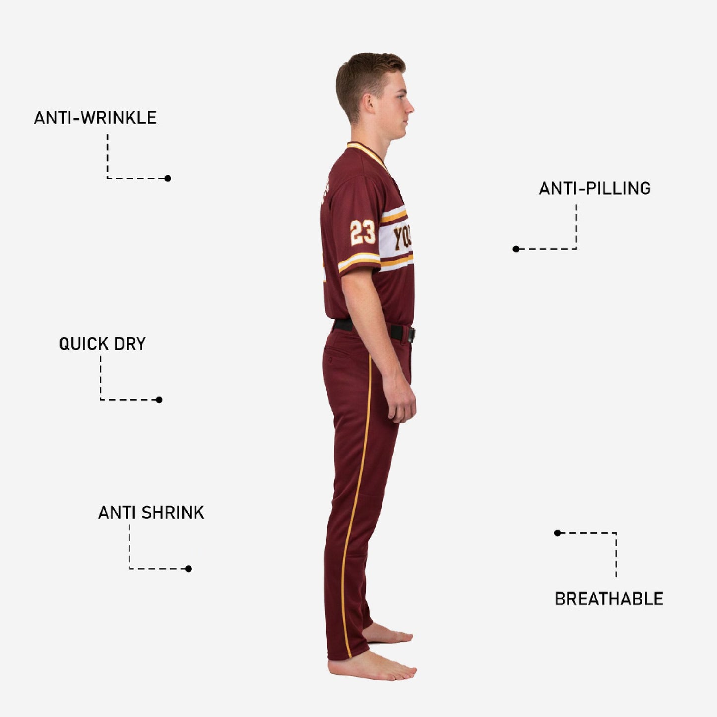 Custom Youth Baseball Jersey & Pants - V-Neck Uniform Team Name Number