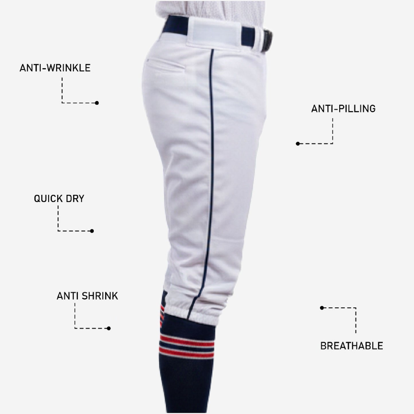 Custom Baseball Knicker Pants - Piped Baseball Uniform Knickers Team Colors