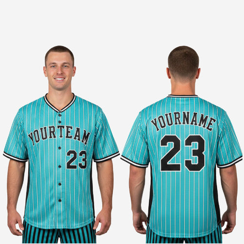 Custom Baseball Jersey - Pinstripe Full Button Jersey Team Name & Number