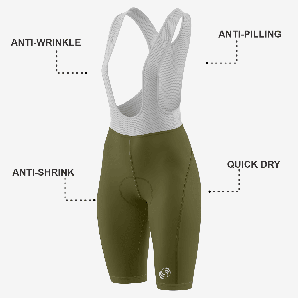 Personalized Army Green Women’s Cycling Bib Shorts - K2 Sportswear | Custom Sports Uniforms & Apparels - K2 Sportswear