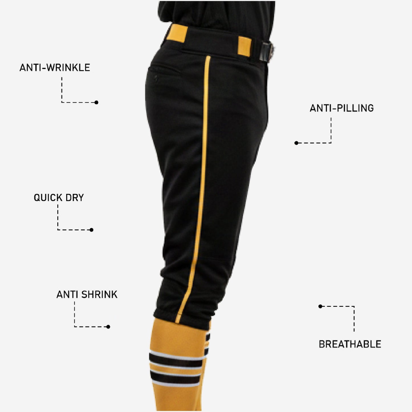 Custom Baseball Knicker Pants - Piped Baseball Uniform Knickers Team Colors