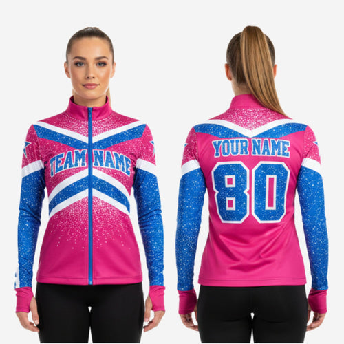 Youth & Adult Long Sleeve Cheer Top - Personalized Pink Blue Team Uniform