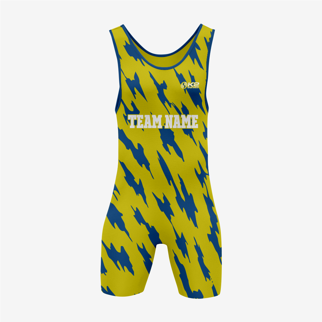 Custom Wrestling Gear – Yellow/Blue Singlet for Champions