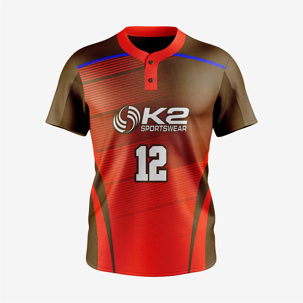 Custom Softball 2 Button Jersey/Pant in Army Brown/Dark Red
