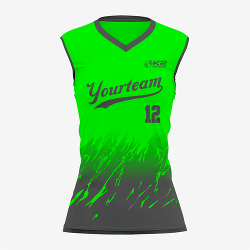Custom Softball Sleeveless V Neck Jersey – Green/Gray - K2 Sportswear | Custom Sports Uniforms & Apparels - K2 Sportswear