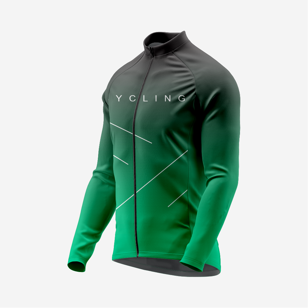 Men’s Dark Green Long Sleeve Cycling Jersey for Road Riders