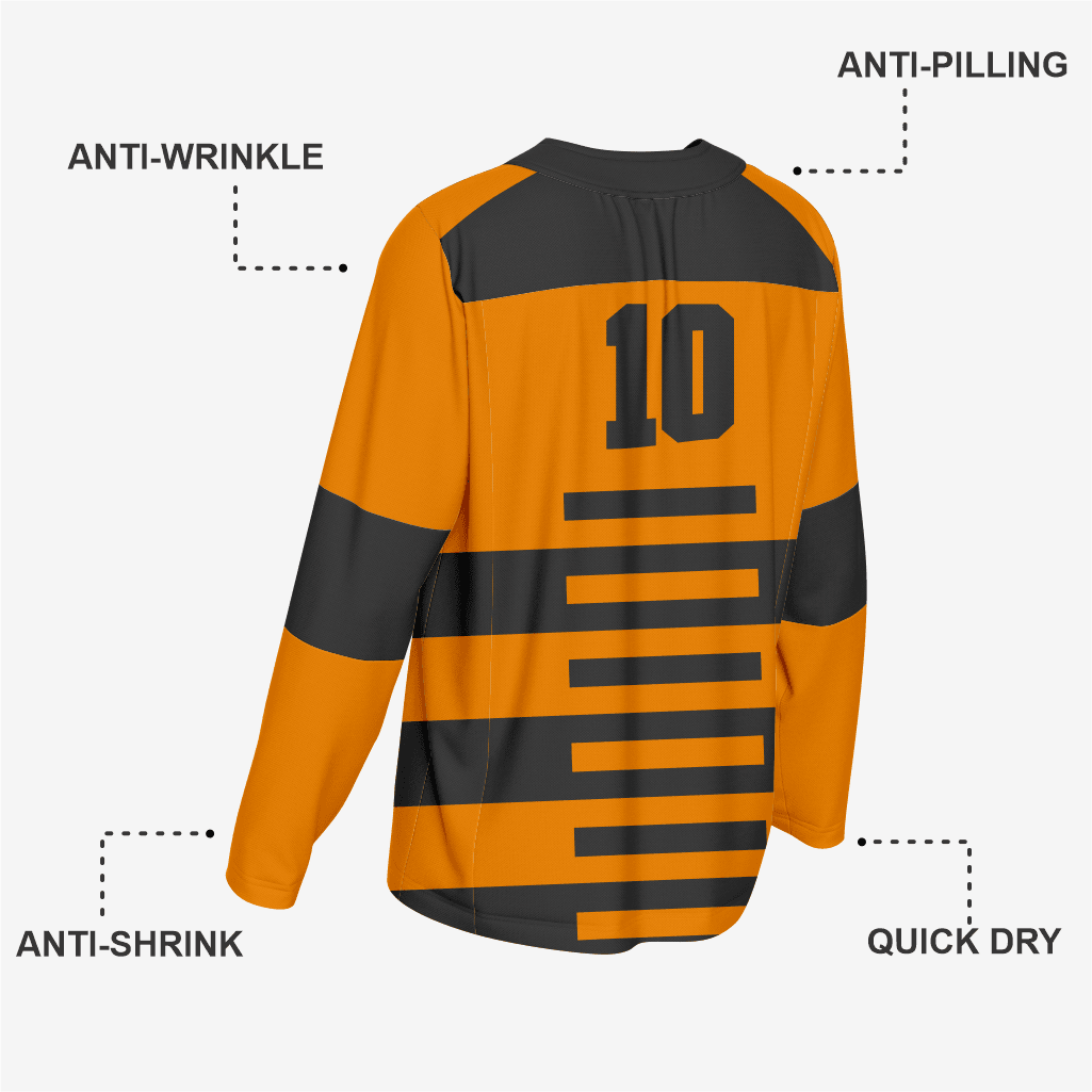 Custom Ice Hockey Jersey in Orange/Black - K2 Sportswear | Custom Sports Uniforms & Apparels - K2 Sportswear