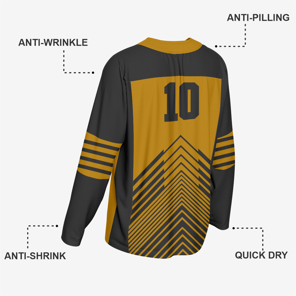 Custom Gold/Black Ice Hockey Jersey – Pro Quality - K2 Sportswear | Custom Sports Uniforms & Apparels - K2 Sportswear