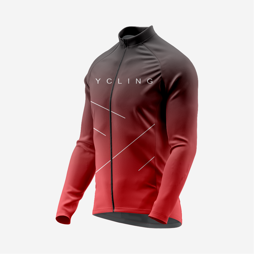 Men’s Red Long Sleeve Cycling Jersey for Road Riders