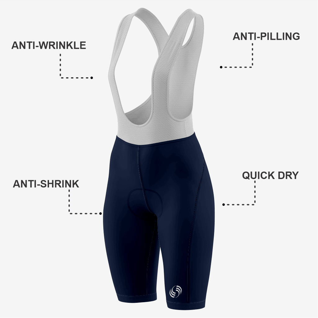 Custom Dark Blue Women's Cycling Bib Shorts – Perfect Fit - K2 Sportswear | Custom Sports Uniforms & Apparels - K2 Sportswear