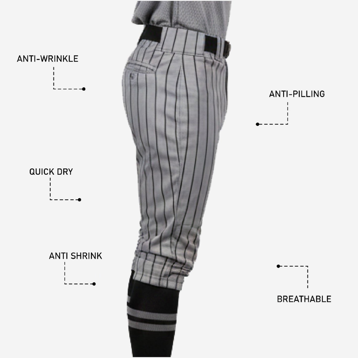Custom Baseball Knicker Pants - Pinstripe Baseball Uniform Knickers Team Colors