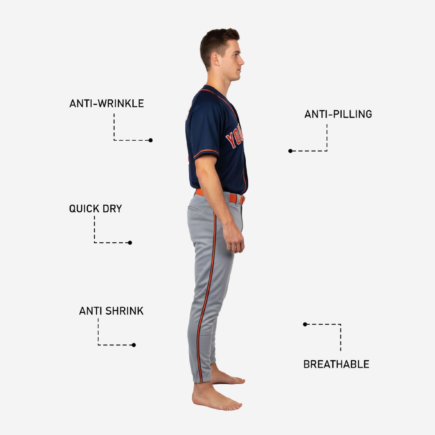 Custom Baseball Team Uniform - Jersey & Pants Custom Name Number Set