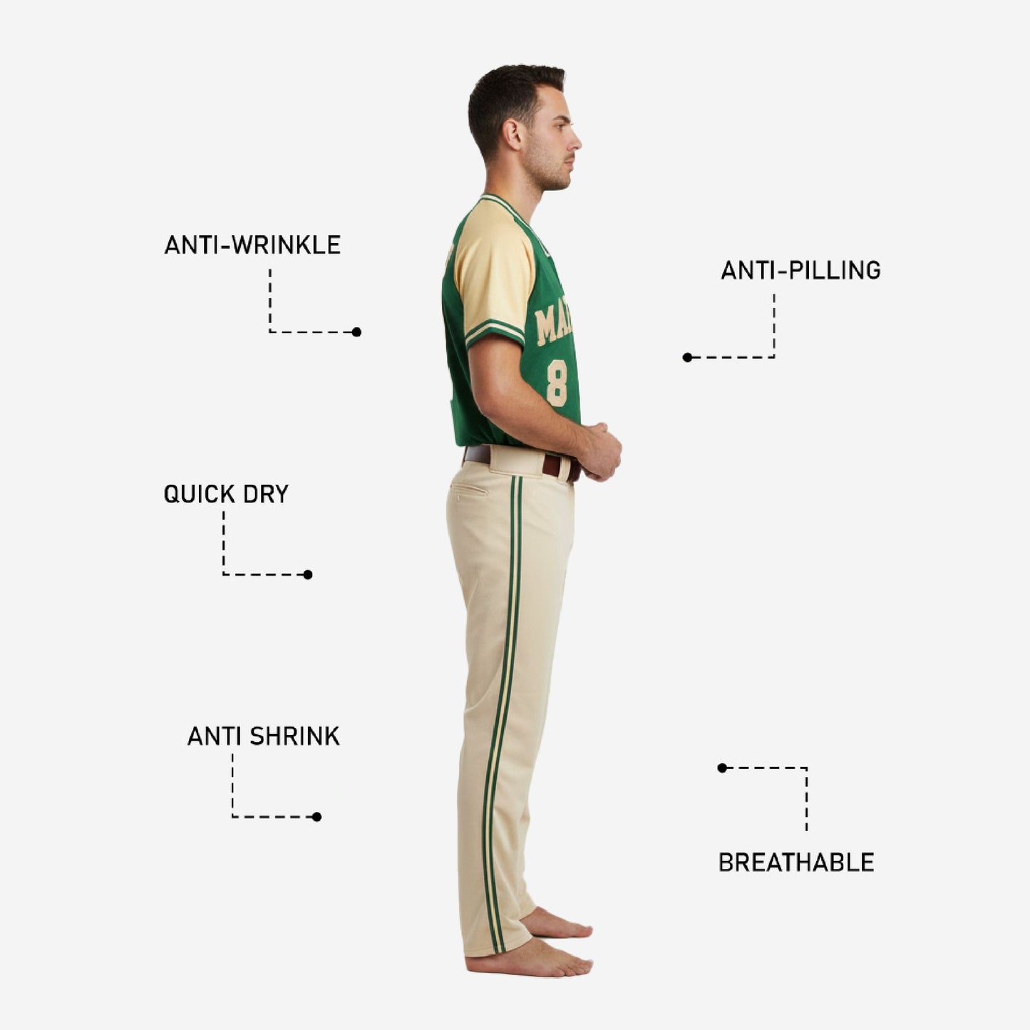 Custom Baseball Uniform Set - Jersey & Pants Team Design in Green