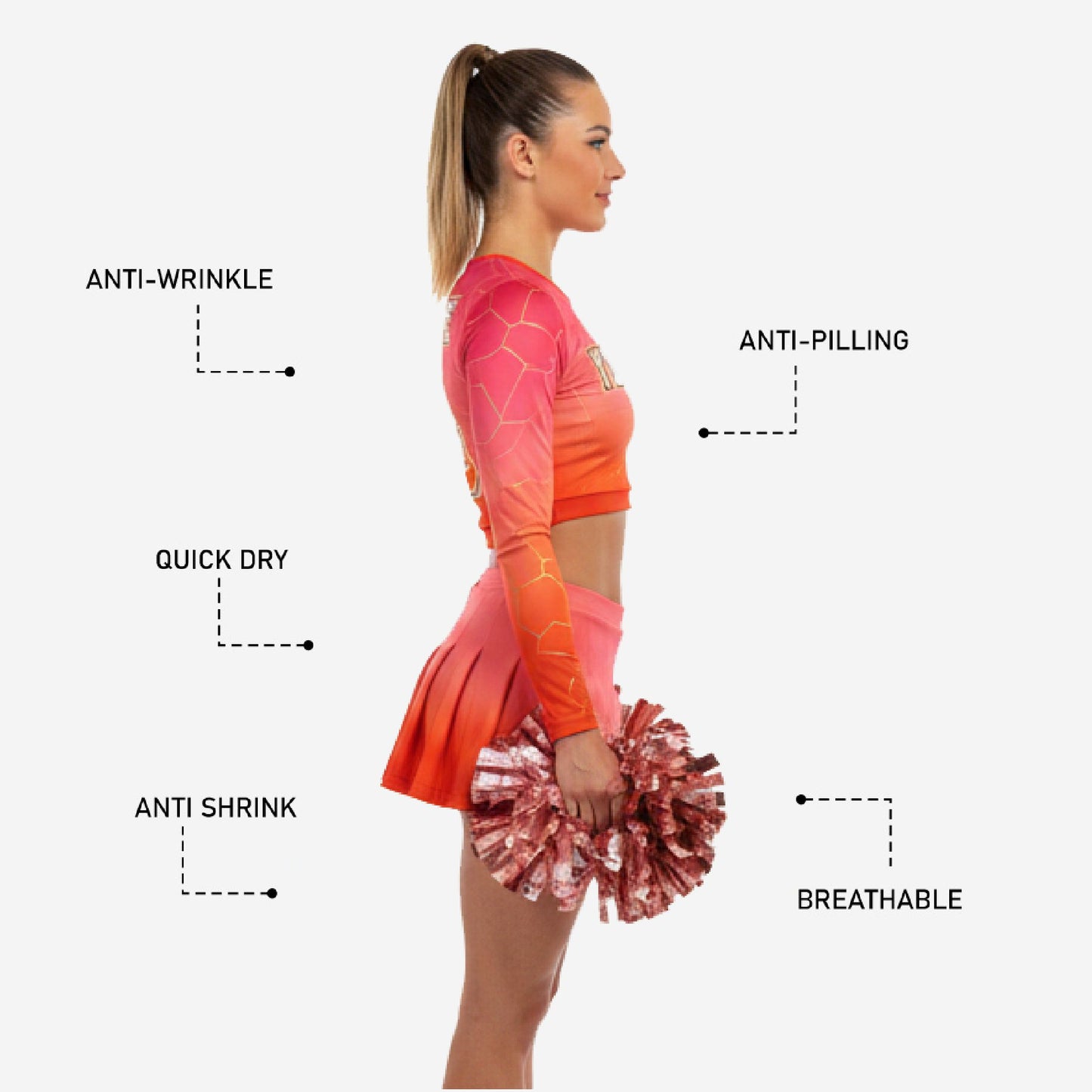 Custom Sublimated Cheerleading Set - Crop Top & Pleated Skirt Team Uniform