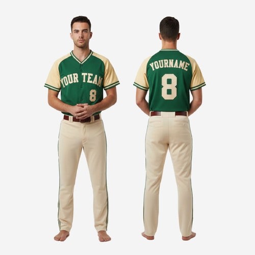 Custom Baseball Uniform Set - Jersey & Pants Team Design in Green