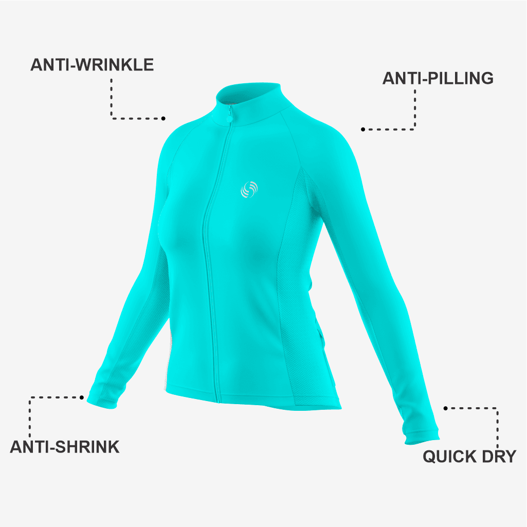Custom Dark Turquoise Women's Long Sleeve Bicycle Jersey - K2 Sportswear | Custom Sports Uniforms & Apparels - K2 Sportswear