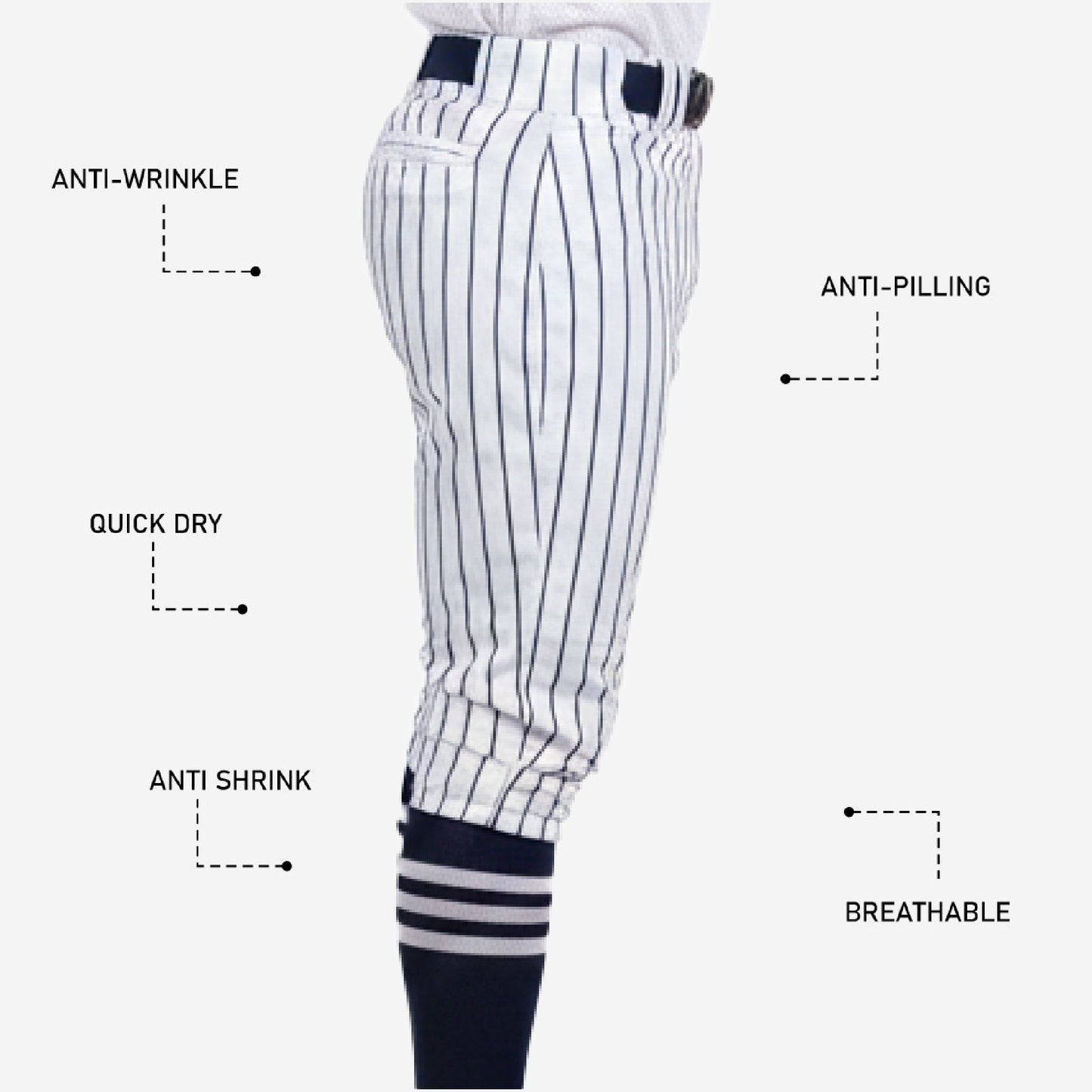 Custom Baseball Knicker Pants - Pinstripe Baseball Uniform Knickers Team Colors
