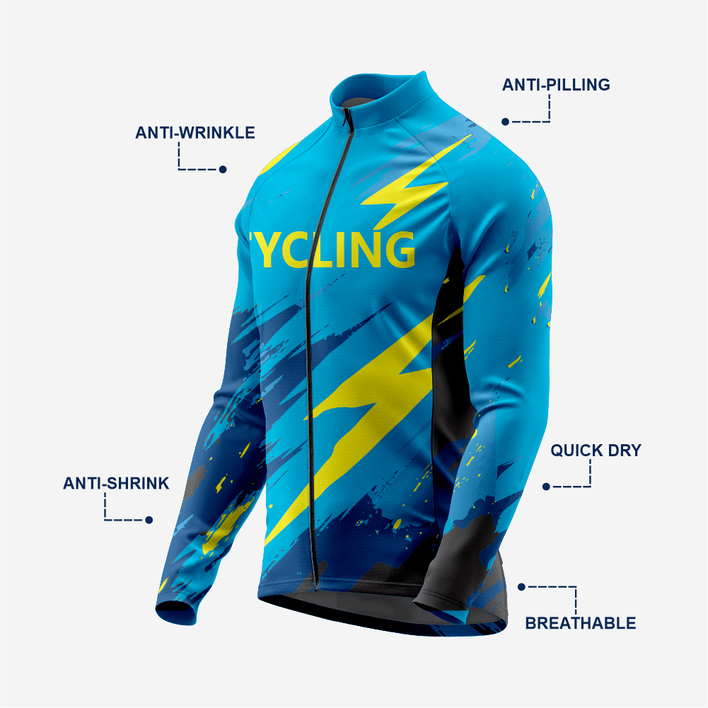 Men’s Blue Green Long Sleeve Bike Jersey for Road Cycling - K2 Sportswear | Custom Sports Uniforms & Apparels - K2 Sportswear