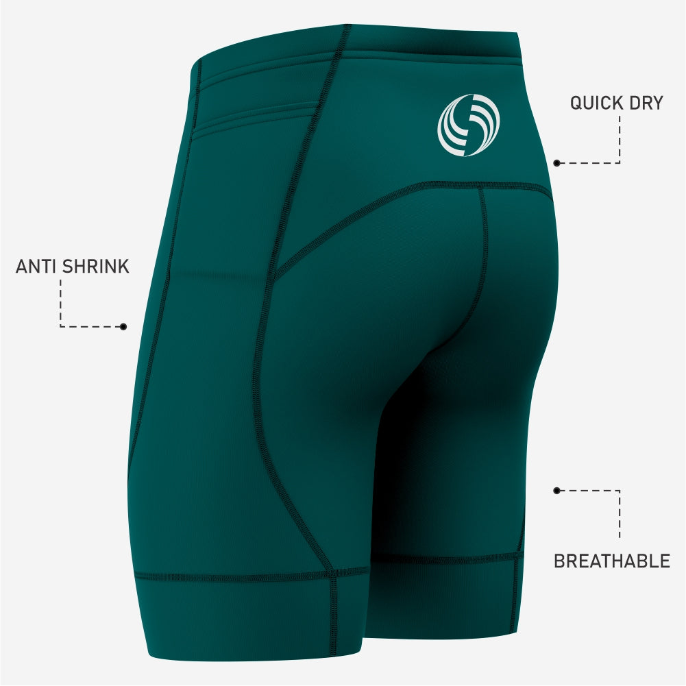 Men's Custom Performance Dark Green Cycling Shorts