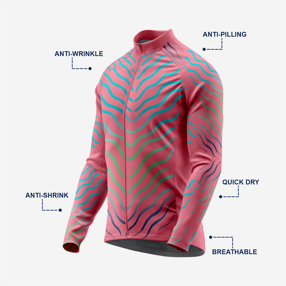 Pink Men’s Long Sleeve Cycling Jersey Durable Bicycle Jerseys Mens - K2 Sportswear | Custom Sports Uniforms & Apparels - K2 Sportswear