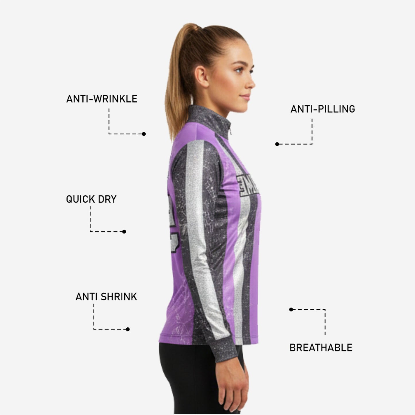 Custom Cheerleading Jersey - Purple Long Sleeve Sublimation Print
