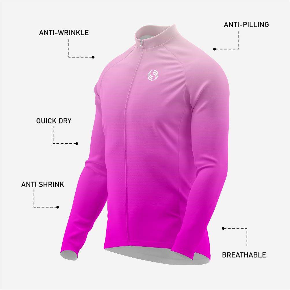 Byzantine and Light Pink Men's Long Sleeve Cycling Jersey - K2 Sportswear | Custom Sports Uniforms & Apparels - K2 Sportswear