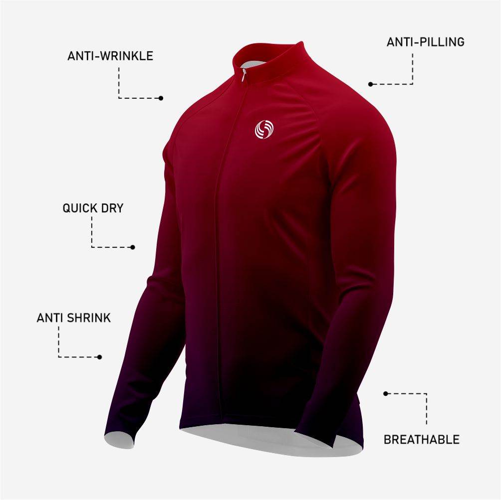 Premium Maroon and Black Men's Cycling Jersey – Long Sleeve - K2 Sportswear | Custom Sports Uniforms & Apparels - K2 Sportswear