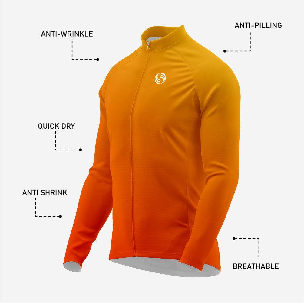 Men’s Long Sleeve Cycling Jersey – Red-Orange, Pro Performance - K2 Sportswear | Custom Sports Uniforms & Apparels - K2 Sportswear