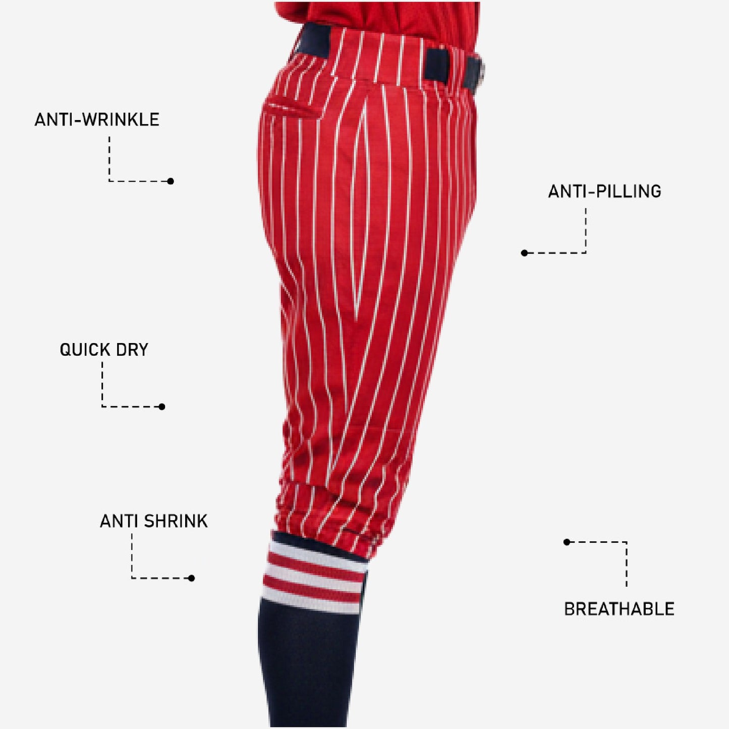 Personalized Baseball Knicker Pants - Custom Pinstripe Baseball Uniform Pants