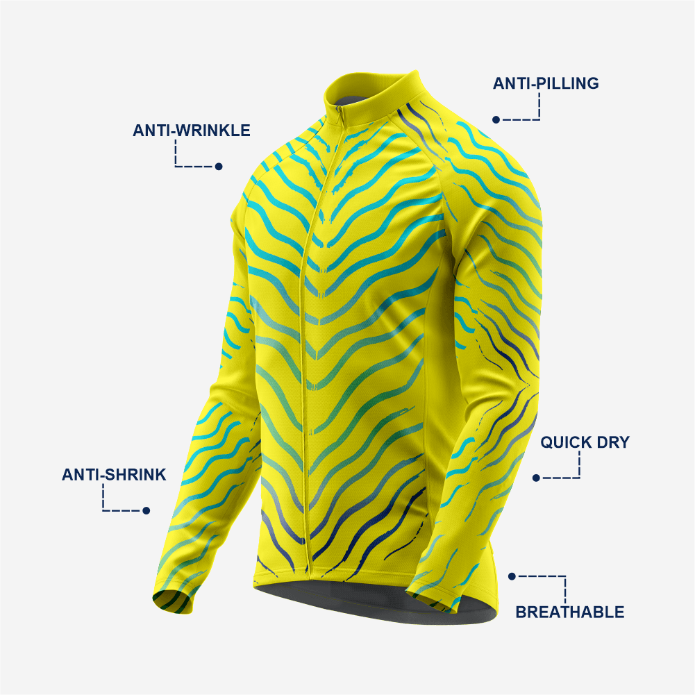 Yellow Gold Men’s Long Sleeve Cycling Jersey Durable Bicycle Jerseys Mens - K2 Sportswear | Custom Sports Uniforms & Apparels - K2 Sportswear