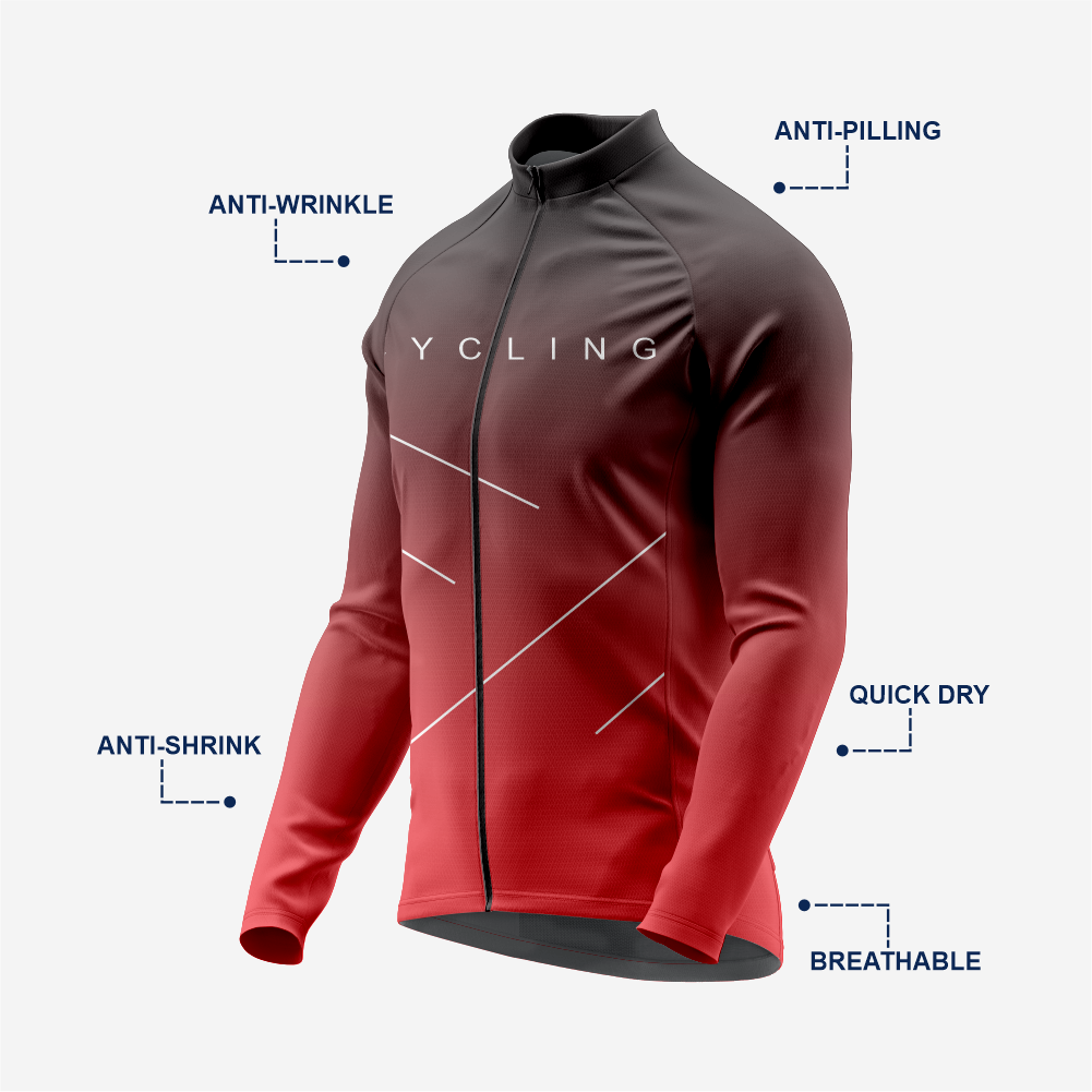Men’s Red Long Sleeve Cycling Jersey for Road Riders