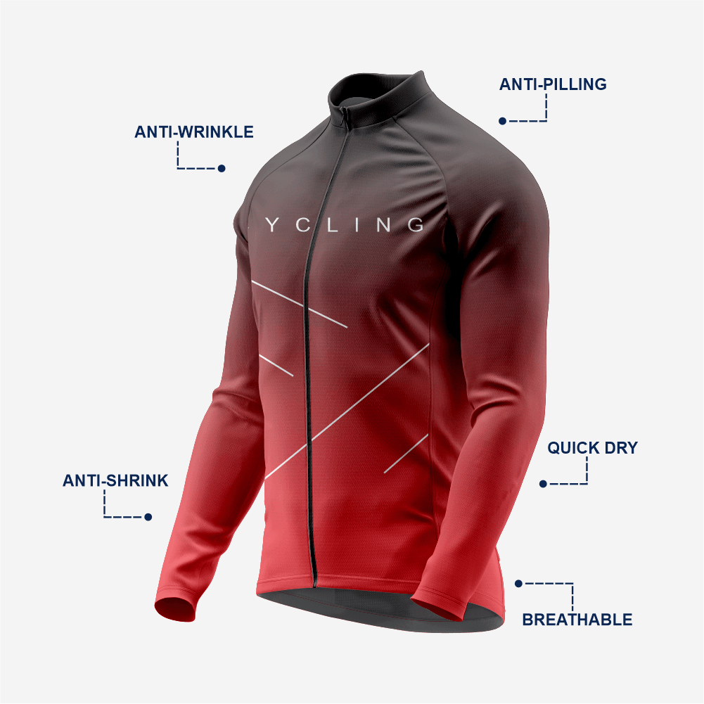 Men’s Red Long Sleeve Cycling Jersey for Road Riders - K2 Sportswear | Custom Sports Uniforms & Apparels - K2 Sportswear