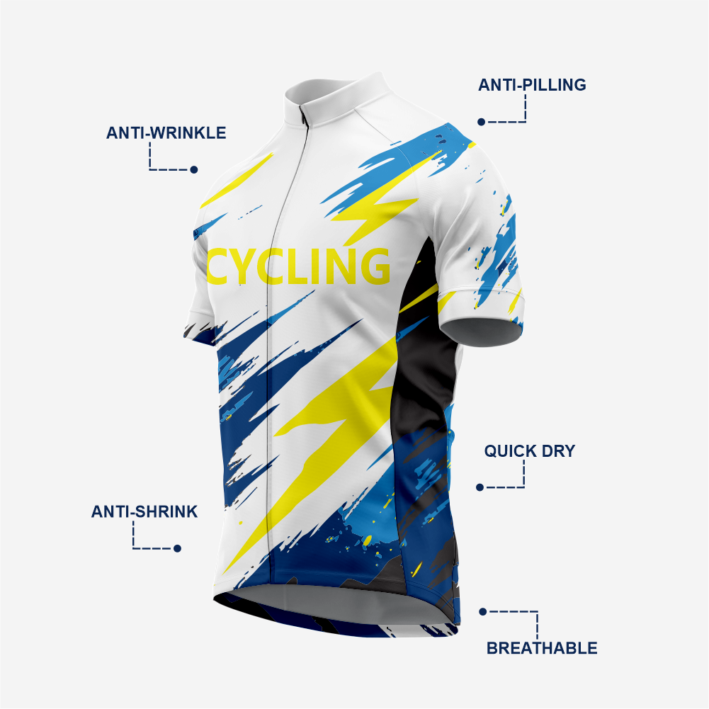 Men’s Cycling Short Sleeve Jersey Performance Road Bike Apparel - White