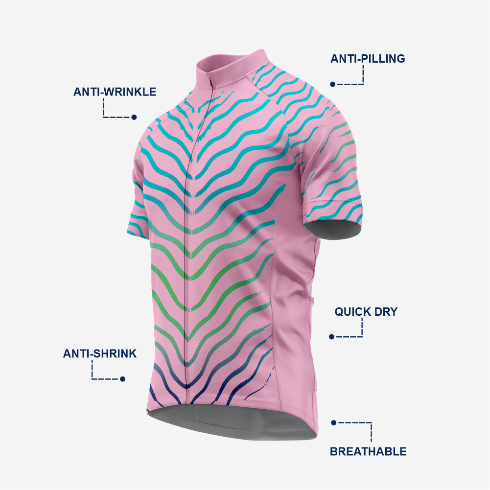 Men’s Pink Short Sleeve Cycling Jersey for Road and Racing